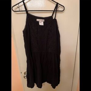 Loft Petite Rose Embroidered Little Black Dress